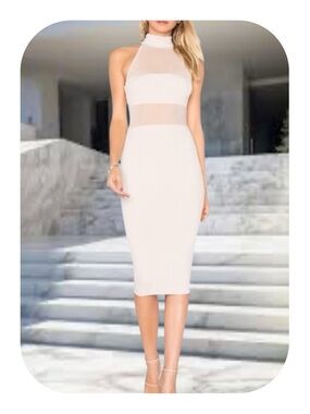 Nookie M nude Princess Mesh Midi halter Dress